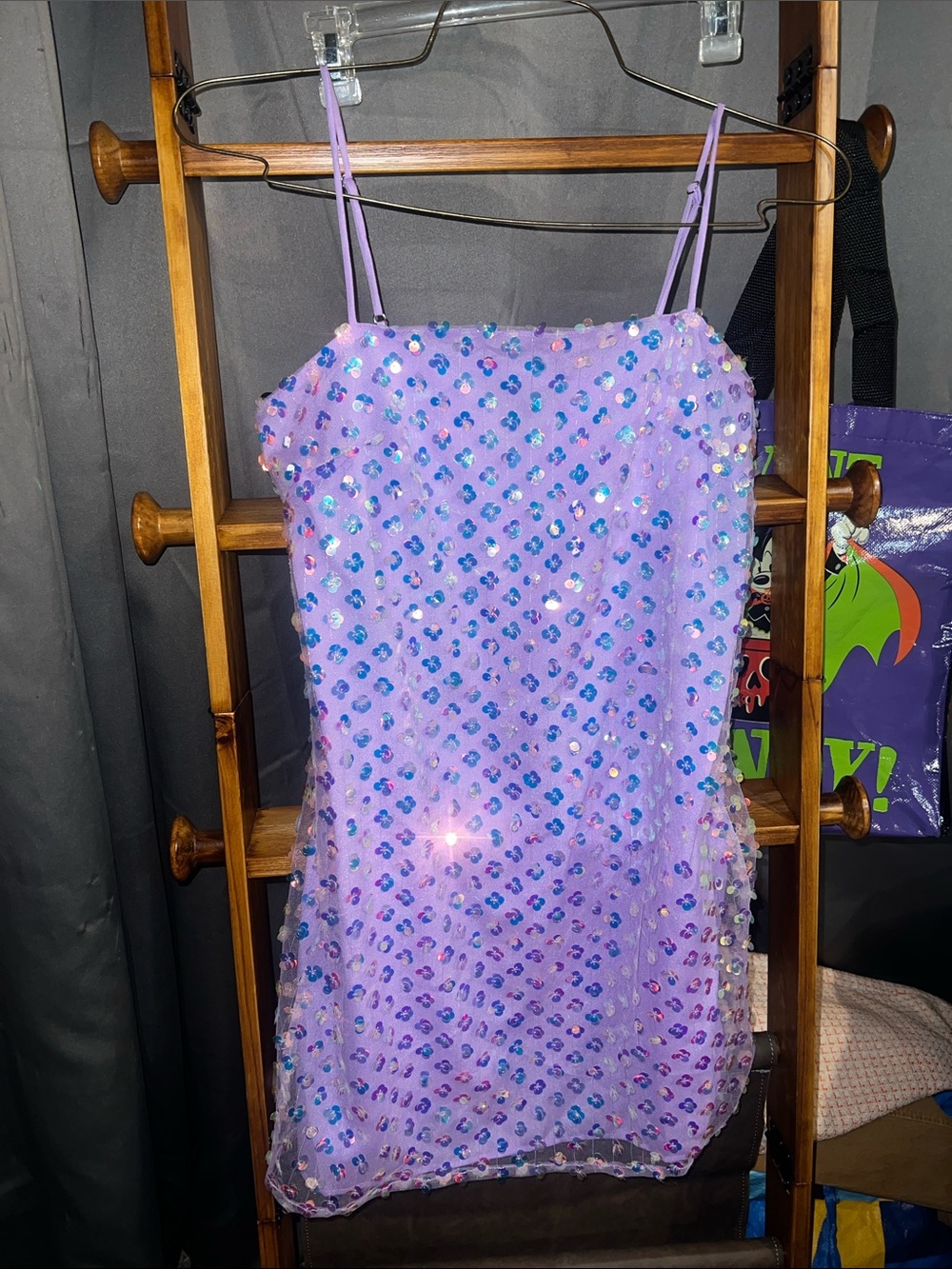 Forever 21 Lavender Sequin Spaghetti-Strap Dress size small